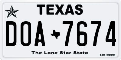 TX license plate DOA7674