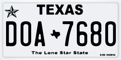 TX license plate DOA7680