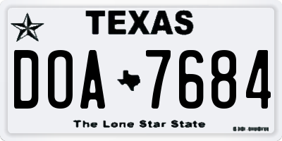 TX license plate DOA7684