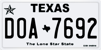 TX license plate DOA7692