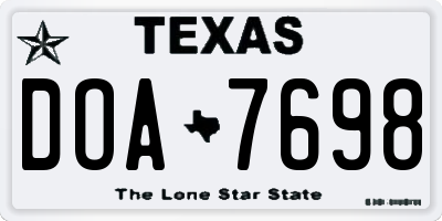 TX license plate DOA7698