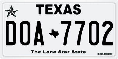 TX license plate DOA7702