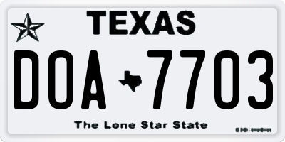 TX license plate DOA7703