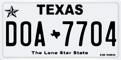 TX license plate DOA7704