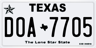 TX license plate DOA7705