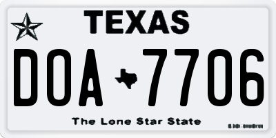 TX license plate DOA7706