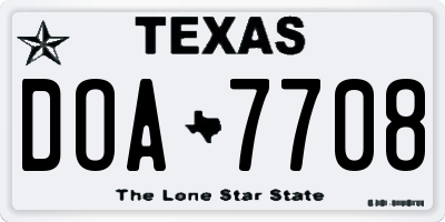 TX license plate DOA7708