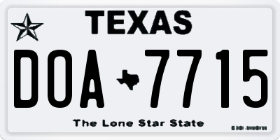 TX license plate DOA7715