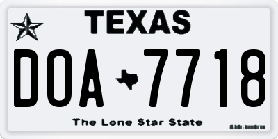 TX license plate DOA7718