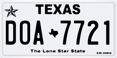 TX license plate DOA7721