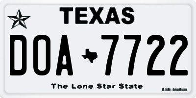 TX license plate DOA7722