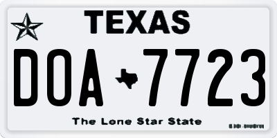 TX license plate DOA7723