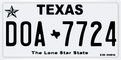 TX license plate DOA7724