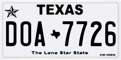 TX license plate DOA7726