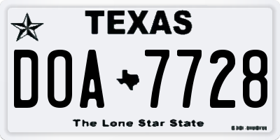 TX license plate DOA7728