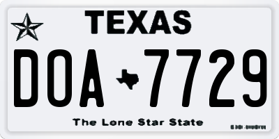 TX license plate DOA7729