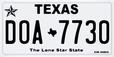 TX license plate DOA7730