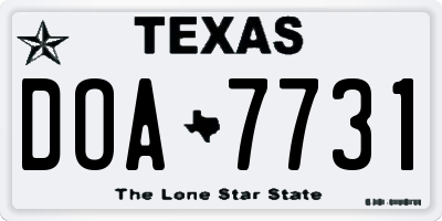 TX license plate DOA7731