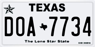 TX license plate DOA7734