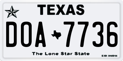 TX license plate DOA7736