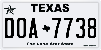 TX license plate DOA7738