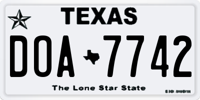 TX license plate DOA7742