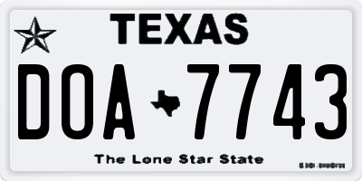 TX license plate DOA7743