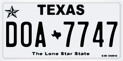 TX license plate DOA7747