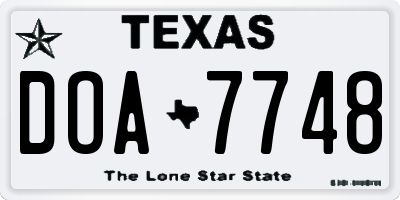 TX license plate DOA7748