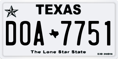 TX license plate DOA7751