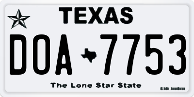 TX license plate DOA7753