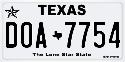 TX license plate DOA7754