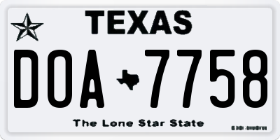 TX license plate DOA7758