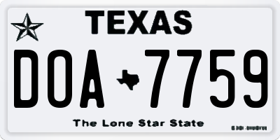 TX license plate DOA7759