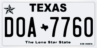 TX license plate DOA7760