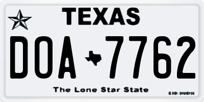 TX license plate DOA7762
