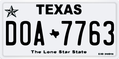 TX license plate DOA7763