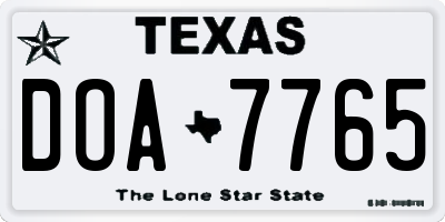 TX license plate DOA7765