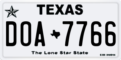 TX license plate DOA7766