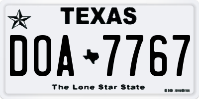 TX license plate DOA7767