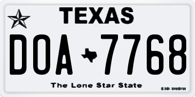 TX license plate DOA7768