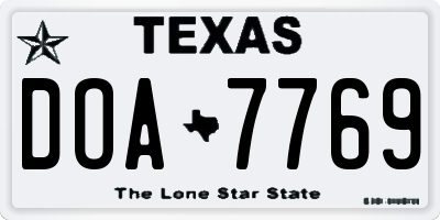 TX license plate DOA7769