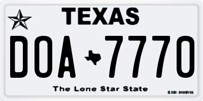 TX license plate DOA7770