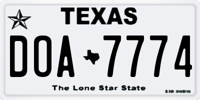 TX license plate DOA7774