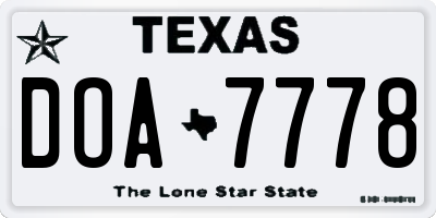 TX license plate DOA7778