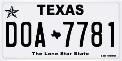 TX license plate DOA7781