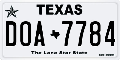 TX license plate DOA7784
