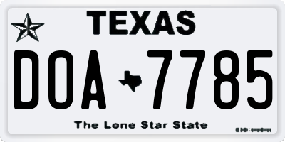 TX license plate DOA7785