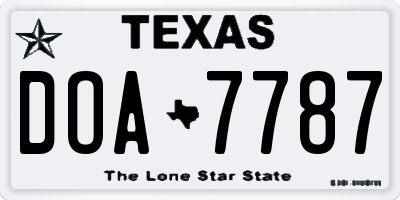 TX license plate DOA7787