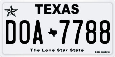 TX license plate DOA7788